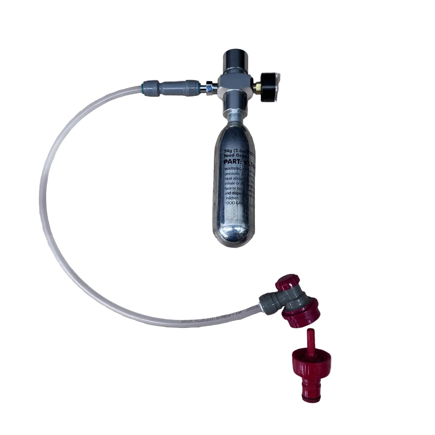 Regulator with Line, Gas Connect & Carb Cap to suit Sodastream, 16g & 74g Bulbs