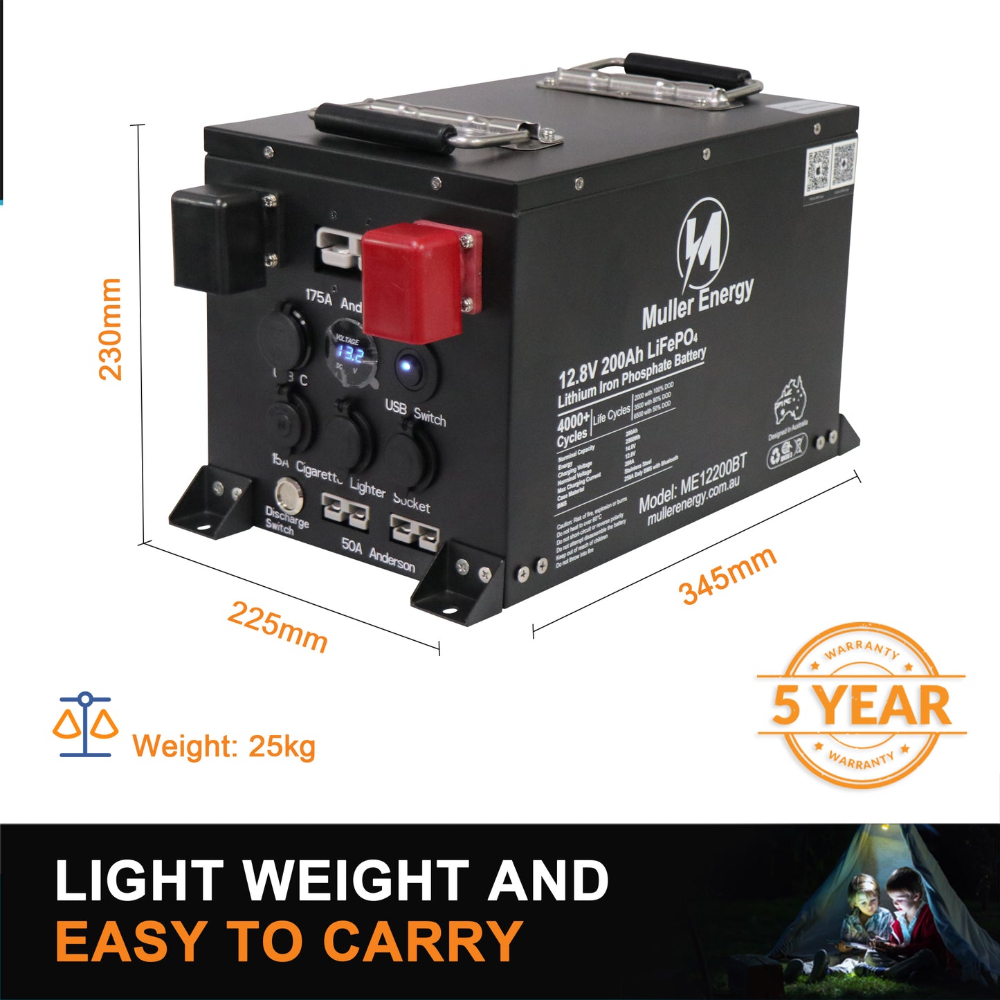 Muller Energy 200Ah Lithium LiFePO4 PDU