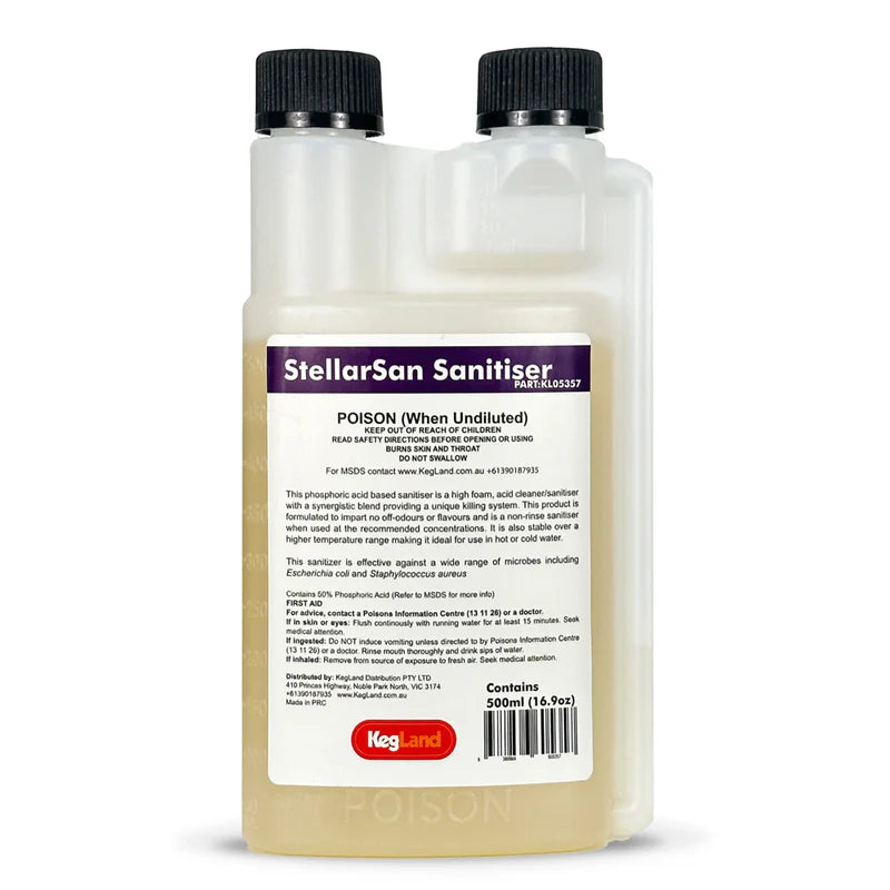 StellarSan Sanitiser - 500mL Split Chamber Bottle - Phosphoric Sanitiser