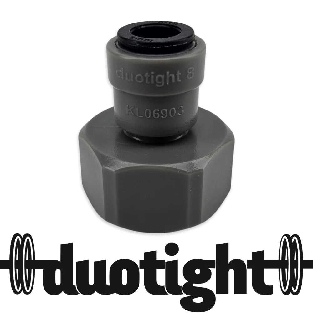 duotight - 8mm (5/16”) Female x 5/8” Female Thread (suits Keg Couplers and Tap Shanks)