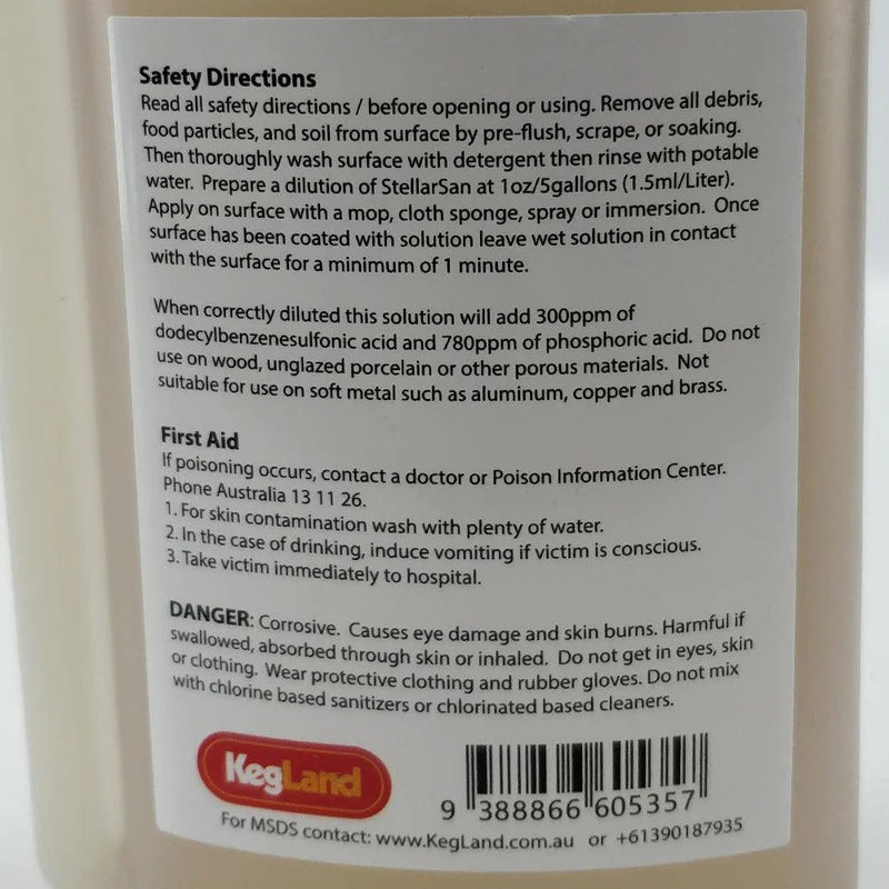 StellarSan Sanitiser - 500mL Split Chamber Bottle - Phosphoric Sanitiser